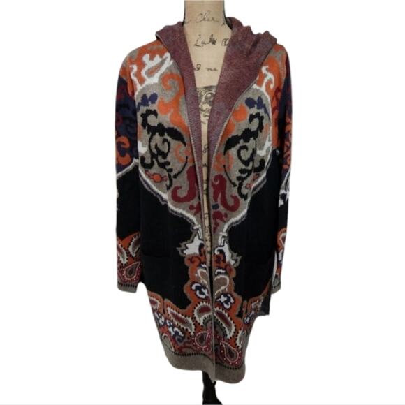 MaxSport floral Midi hooded heavyweight duster cardigan coatigan plus 2X‎ 3X - Picture 1 of 11